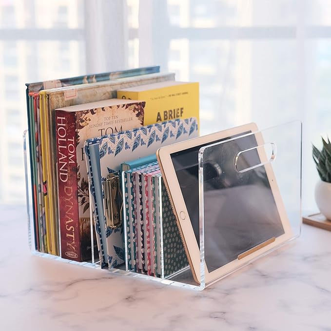 Acrylic File Sorter, Desktop File Collator Office File Organizer, Clear 11.4" x 6.7" x 10"