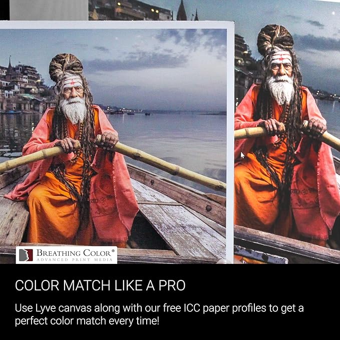 Premium Lyve Matte Canvas Paper Perfect For Use on Professional Makes and Models of Epson, Canon and HP printers preferred by Professionals. 19 mil textured Canvas offered in a 17 inch by 10 ft roll