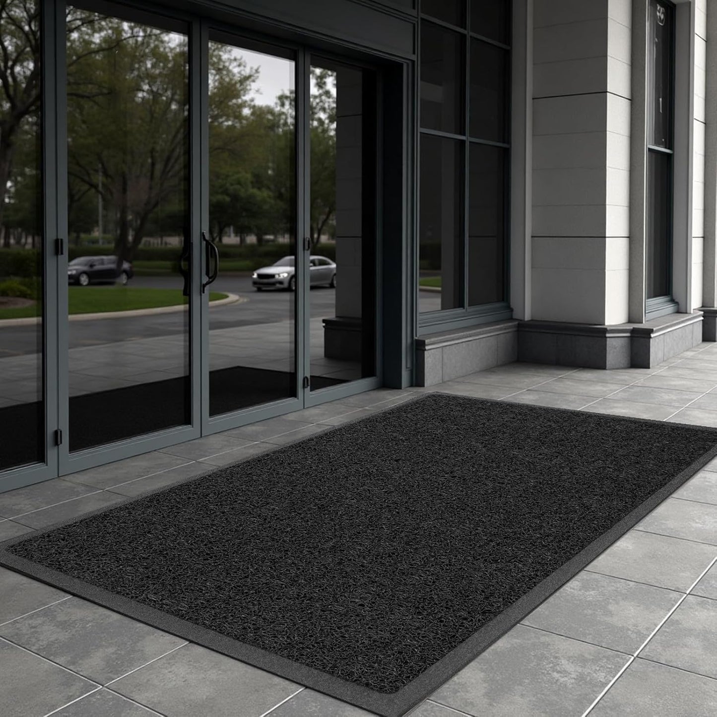 Kuyal Door Mat, 4'x6' Indoor Outdoor Entrance Mat to Trap Dirt and Moisture, Non Slip Waterproof Outdoor Mats, Commercial Floor Inside Outside Entrance, Heavy Duty Durable Welcome Mats, Black