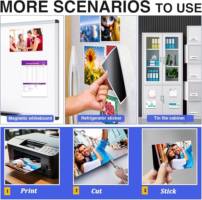 20 Sheets Printable Magnetic Paper Non Adhesive,12 mils Thick Glossy Flexible Magnetic Printer Paper for Holiday Decor Photo, Magnet Paper for Inkjet Printer in Office,