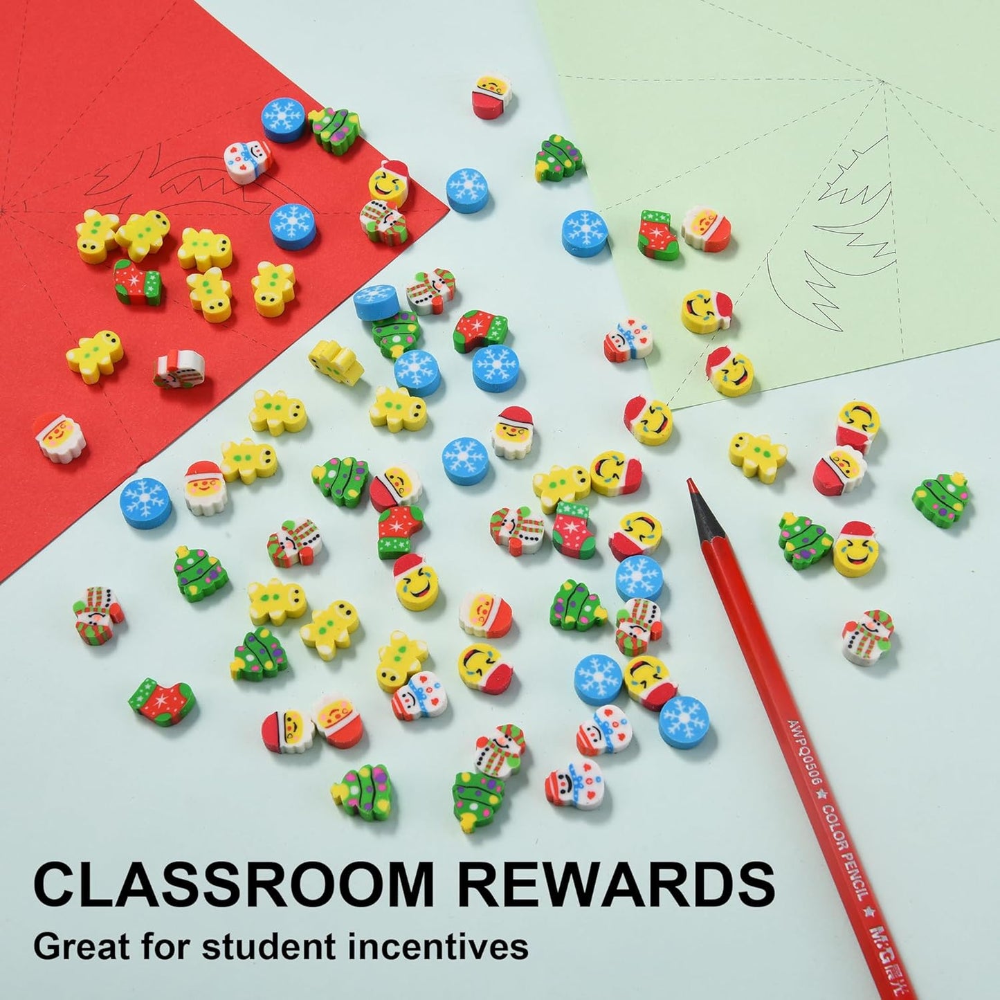 320pcs Mini Christmas Erasers for Kids Bulk, Cute Small Erasers for Christmas Party Favors Goodie Bags Stuffers Stocking Stuffers Holiday Gifts Classroom Rewards