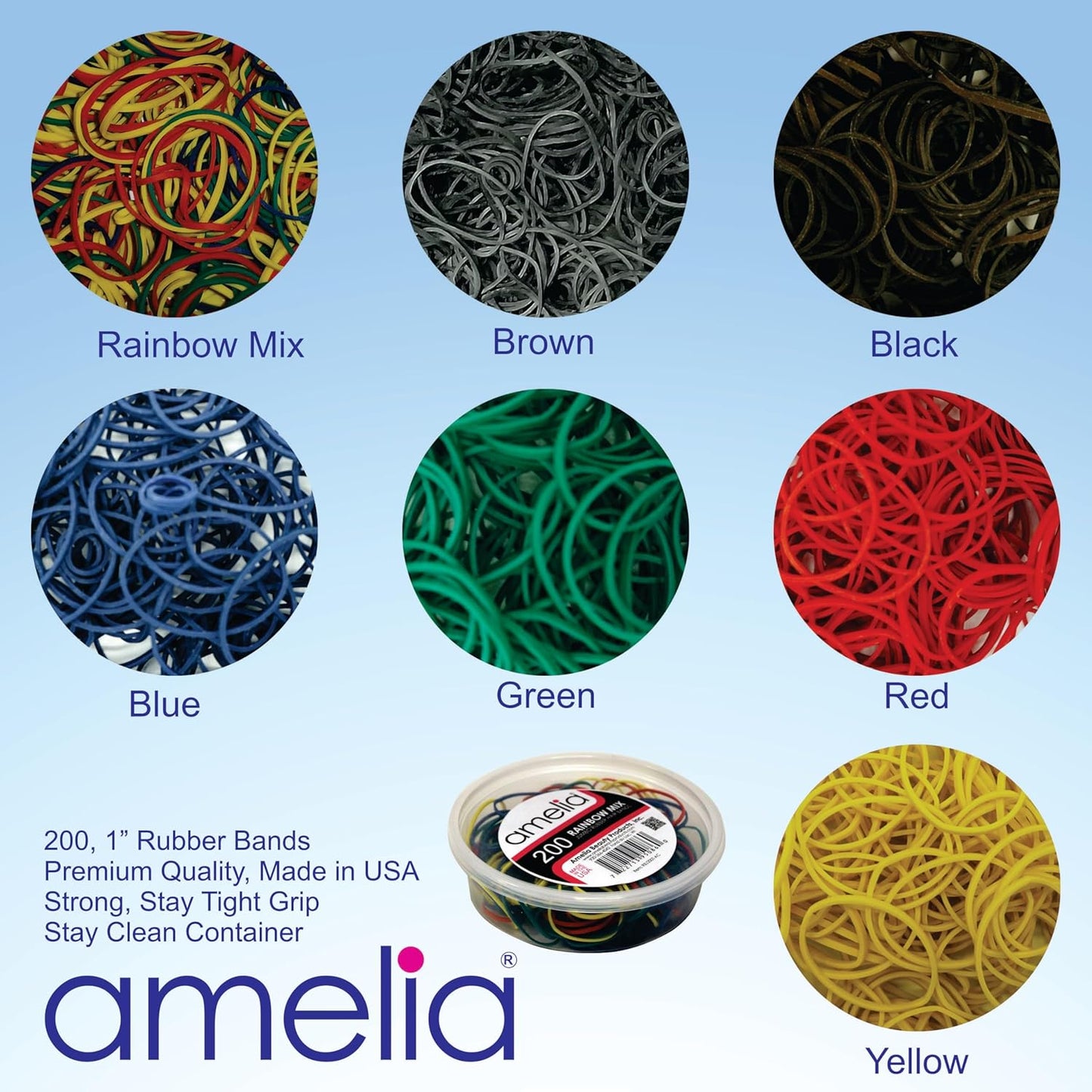 200, Jumbo Size, Yellow Color, US Made Rubber Bands for Pony Tails and Braids