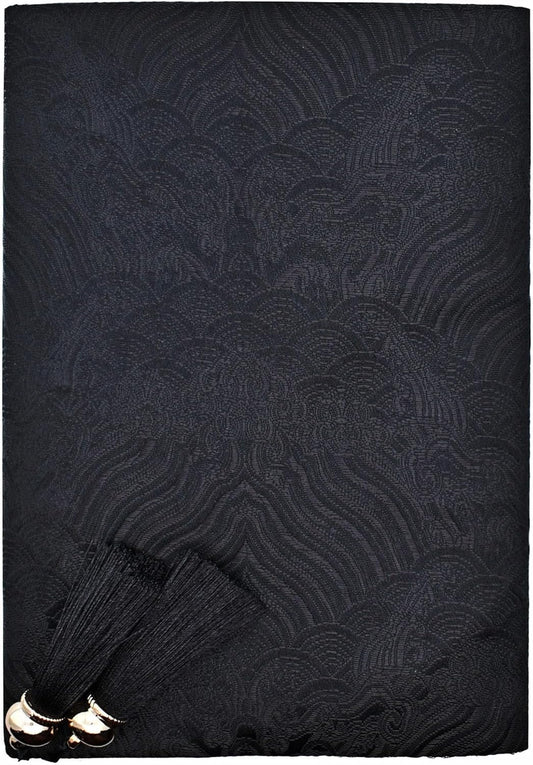 BLBMH A5 Book Covers with Tassels Adjustable Fabric Book Sleeve Cover Protector Fit for 5.5x8.4 inch Hardcover Softcover Novels Notebook - Chinese Black