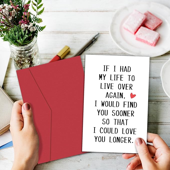 Sweet Valentine's Day Card Gift for Him Her, Funny Anniversary Card for Husband Wife Boyfriend Girlfriend Partner Spouse Fiancé, If I Had Life To Live Over Again