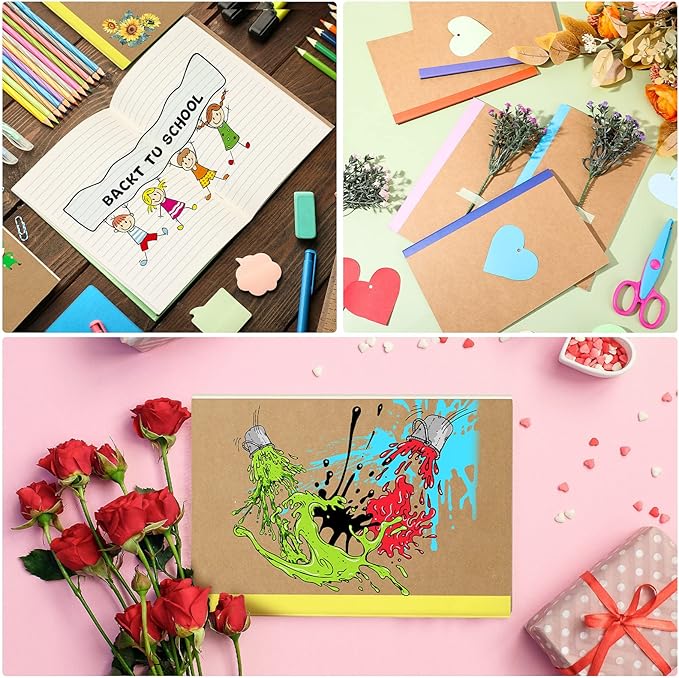 Handepo 100 Pack Kraft Composition Notebooks 60 Pages Ruled Lined Journals Soft Cover Kraft Notebook Bulk Travel Diary Journals Memo for Students Office School Supplies(Colourful,A5)