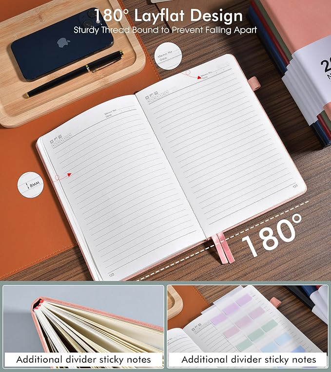 Lined Journal Notebook for Men Women, 200 Numbered Pages Leather Hardcover Journal with Pen, A5 Journaling Notebooks, Thick Paper College Ruled Journals for Writing Work Business 5.75'' X 8.38'' Pink