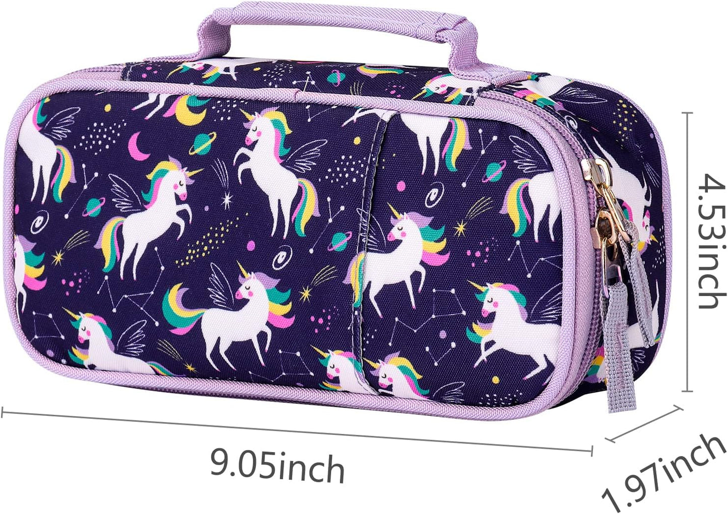 Choco Mocha Unicorn Pencil Case for Girls, Soft Pencil Case Kids Pencils Pouch for Kindergarten Girls, Purple