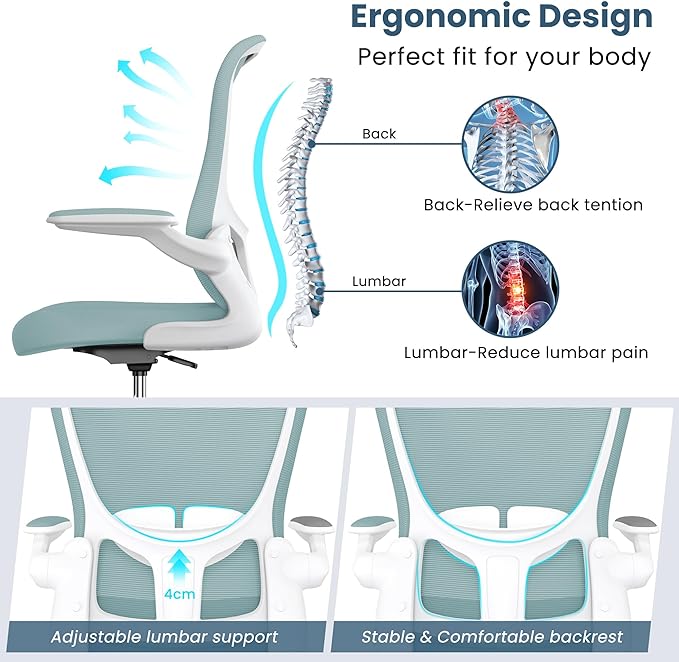 Drafting Chair, Tall Office Chair with Flip-up Armrests Executive Ergonomic Computer Standing Desk Chair, Office Drafting Chair with Lumbar Support and Adjustable Footrest Ring