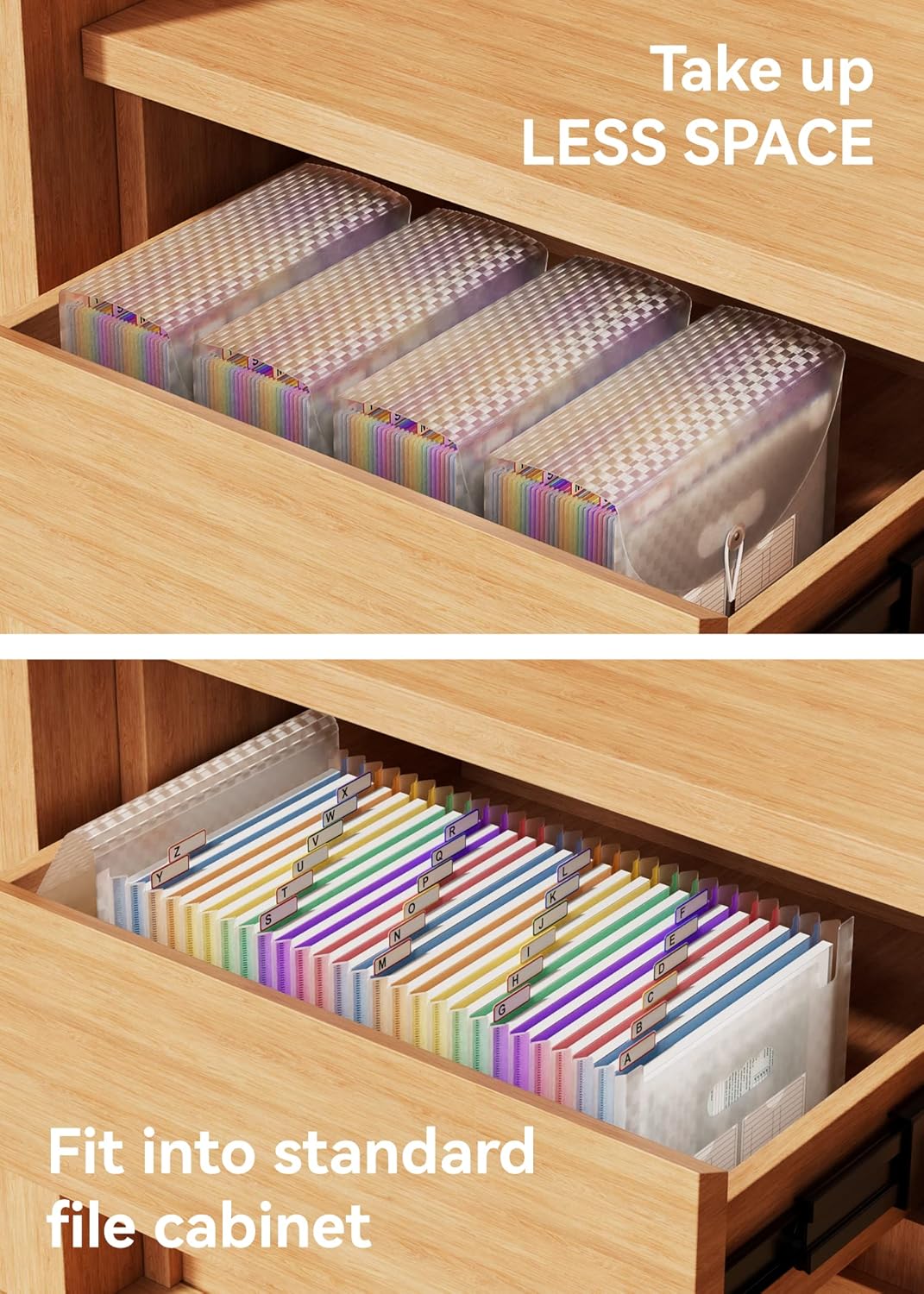 ABC life 26 Pockets Accordian File Folder Organizer Letter Size Expanding File Folder, A4 Portable Document Paper School Organizer, Expandable Multicolor Accordion Filing Folders with Labels(Blue)