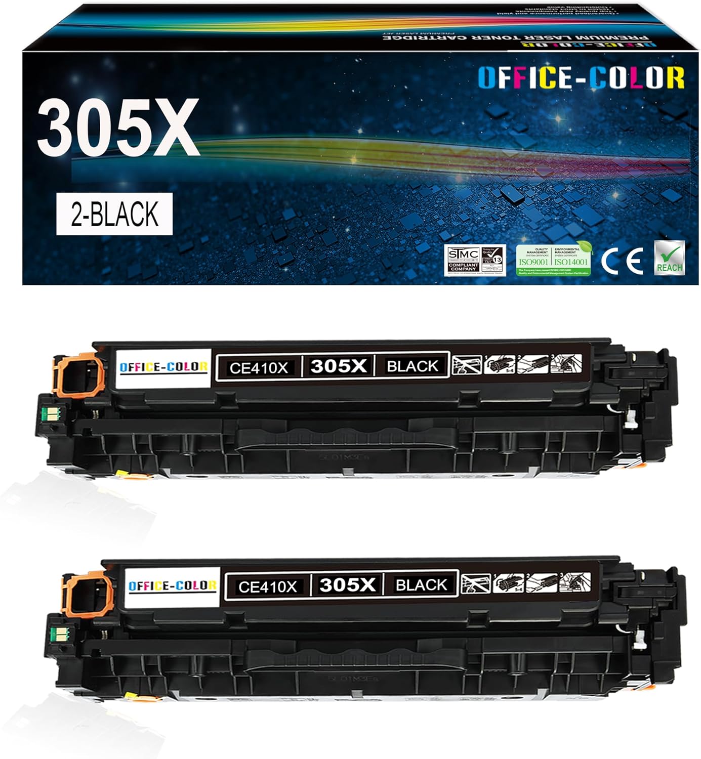 305A 305X Black High-Capacity CE410X Toner Cartridge Replacement for HP Laserjet Pro 400 Color M451dn M451nw M451dw MFP M475dw M475dn Pro 300 M375nw (2 Pack)