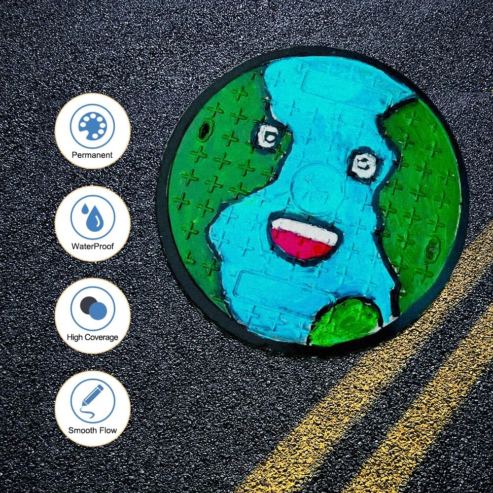 TRANSON 2 Black and 2 White Dual-tip Permanent Paint Markers Oil Based Waterproof