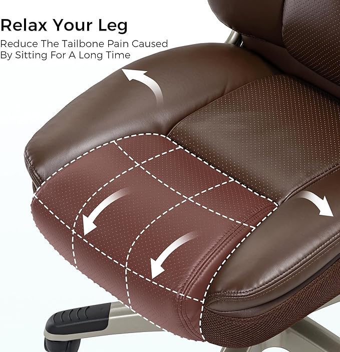 EUREKA ERGONOMIC Executive Office Chair Flip Up Arm Rest, Ergonomic Desk Chair Faux Leather Computer Chair, High Back Office Chair with Headrest, Home Office Desk Chairs with Wheels, Brown