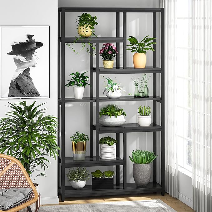 Tribesigns 79 Inch Extra Tall Bookshelf, 7-Tier Vintage Bookcase, Industrial 10-Shelf Open Storage Shelves Display Shelves Organizer for Home Office