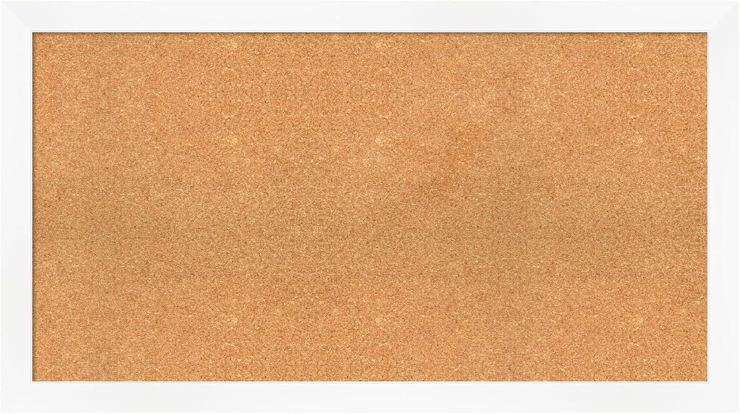 Amanti Art Natural Cork Board for Wall, 25x45 Vision Board with White Frame, Oversize Corkboard Office Decor for Home Organization, Modern Corkboard Pinboard to Display Items for Home Organization in