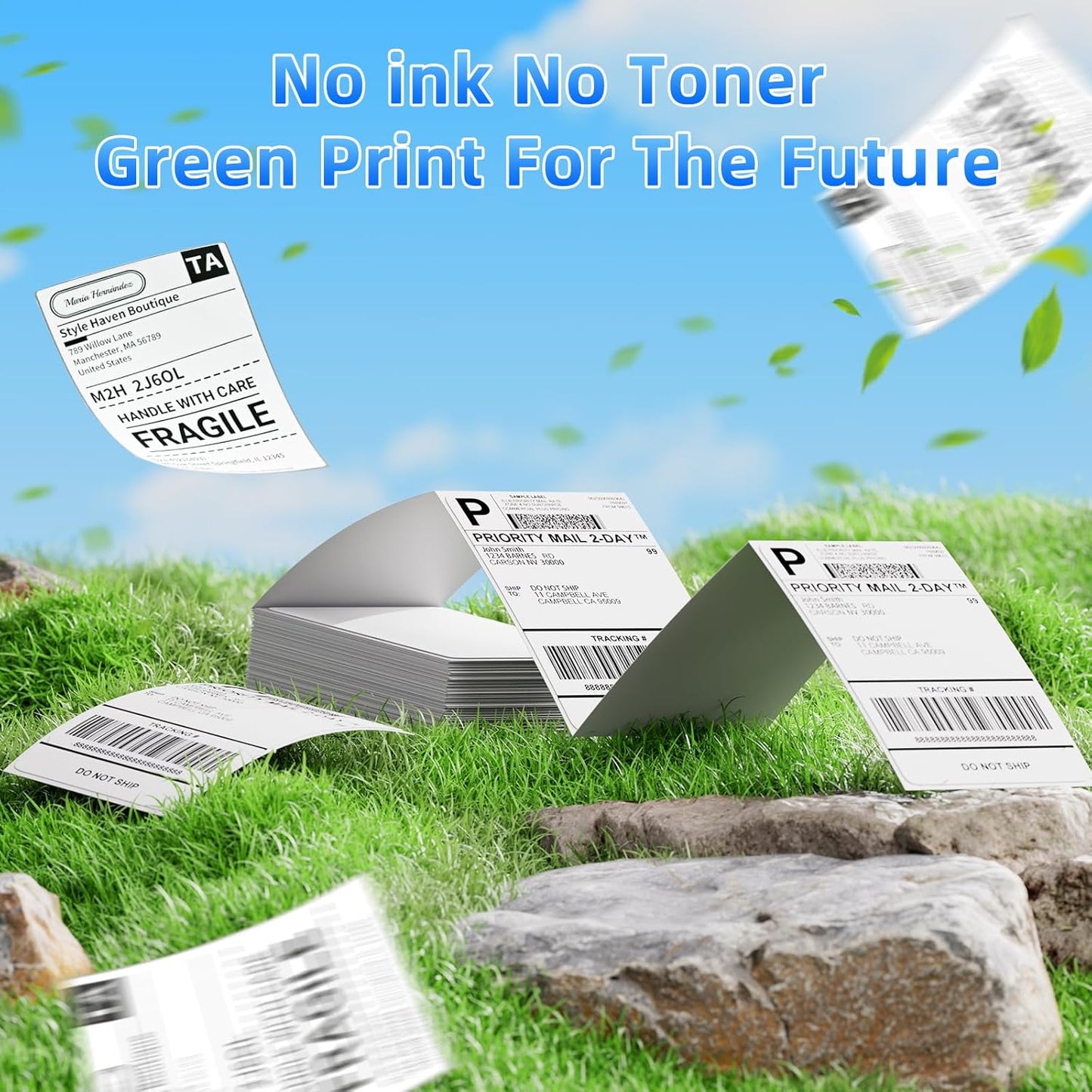 4x6 Thermal Labels, 1 Packs of 500 4x6 Fold Labels - Compatible with JADENS, ASprink, Phomemo, Rollo, Zebra, Omezizy and Other Thermal Printers