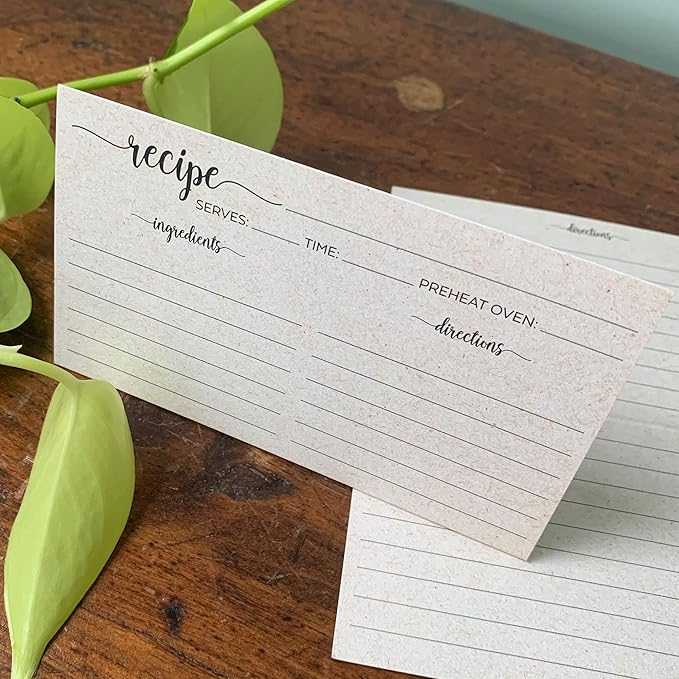 321Done Folding Recipe Cards (Set of 50) X-Large - Made in USA - Folds to 4x6 from 8x6 - Rustic Boho Kraft Tan Minimalist – Retro Vintage Luxury Thick Cardstock Jumbo Folded Double-Sided