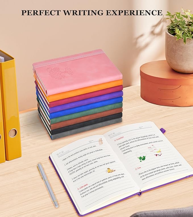 Lined Journal Notebook for Men & Women,200 Pages A5 Hardcover Leather Notebook (5.9"x8.5"), Travel Journal for Work, School, Business Writing, Note Taking, Notepad Diary (Purple)