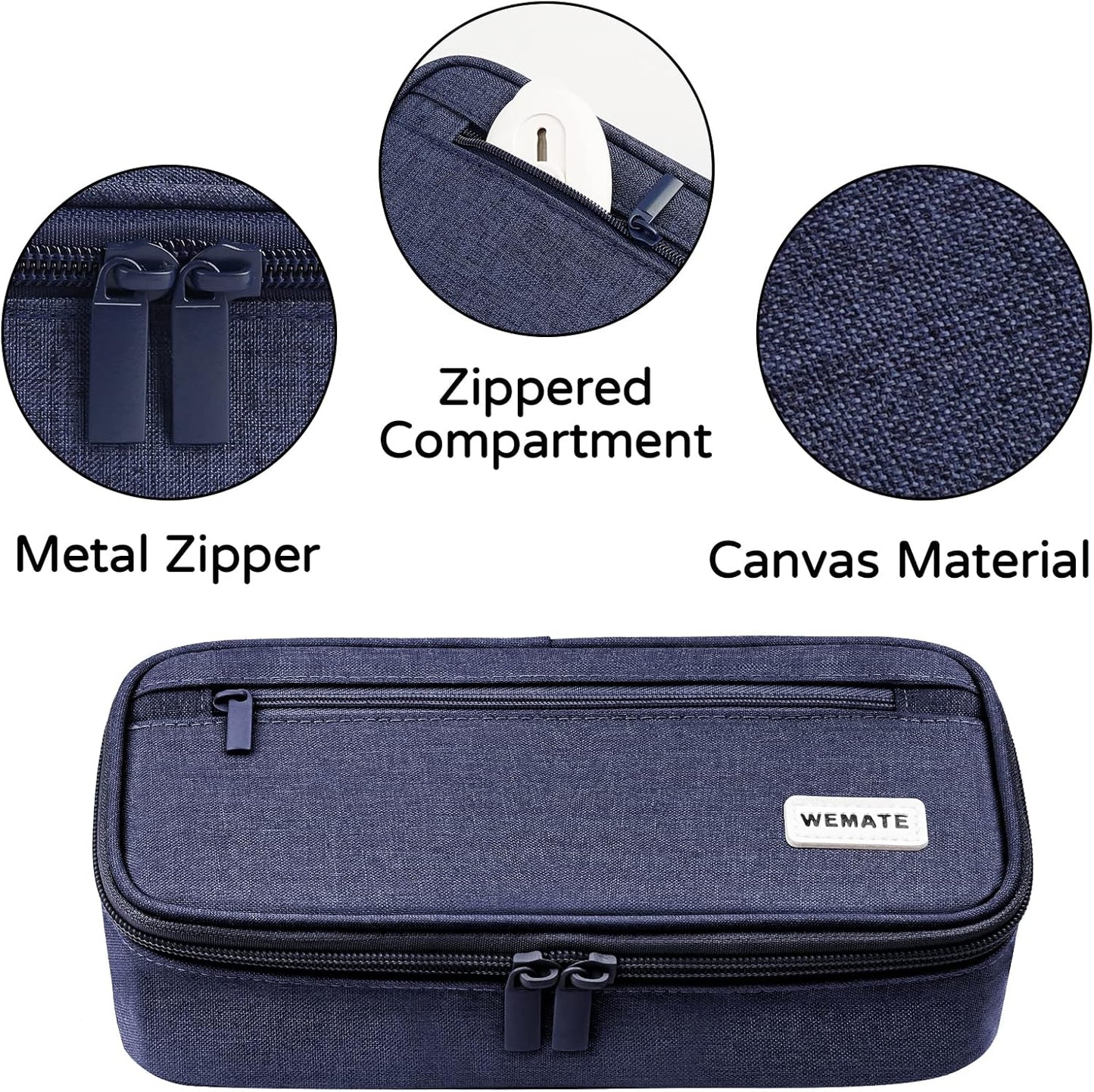 WEMATE Pencil Case, Large Storage Organizer for Stationery, Back - to - School Essential, Teacher Must - have, Big Pencil Pouch, Marker Case School Supplies for College & High School