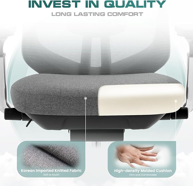 COLAMY Ergonomic Mesh Office Chair, High Back Office Chair, Computer Executive Desk Chair with Lumbar Support,Adjustable Headrest and 4D Arms, Slide Seat, Tilt Lock-Darkgrey New