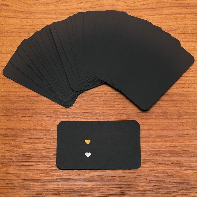 Penta Angel 100 Pcs Mini Paper Blank Gift Notes Cards DIY Craft Small Word Business Message Cards (Black)