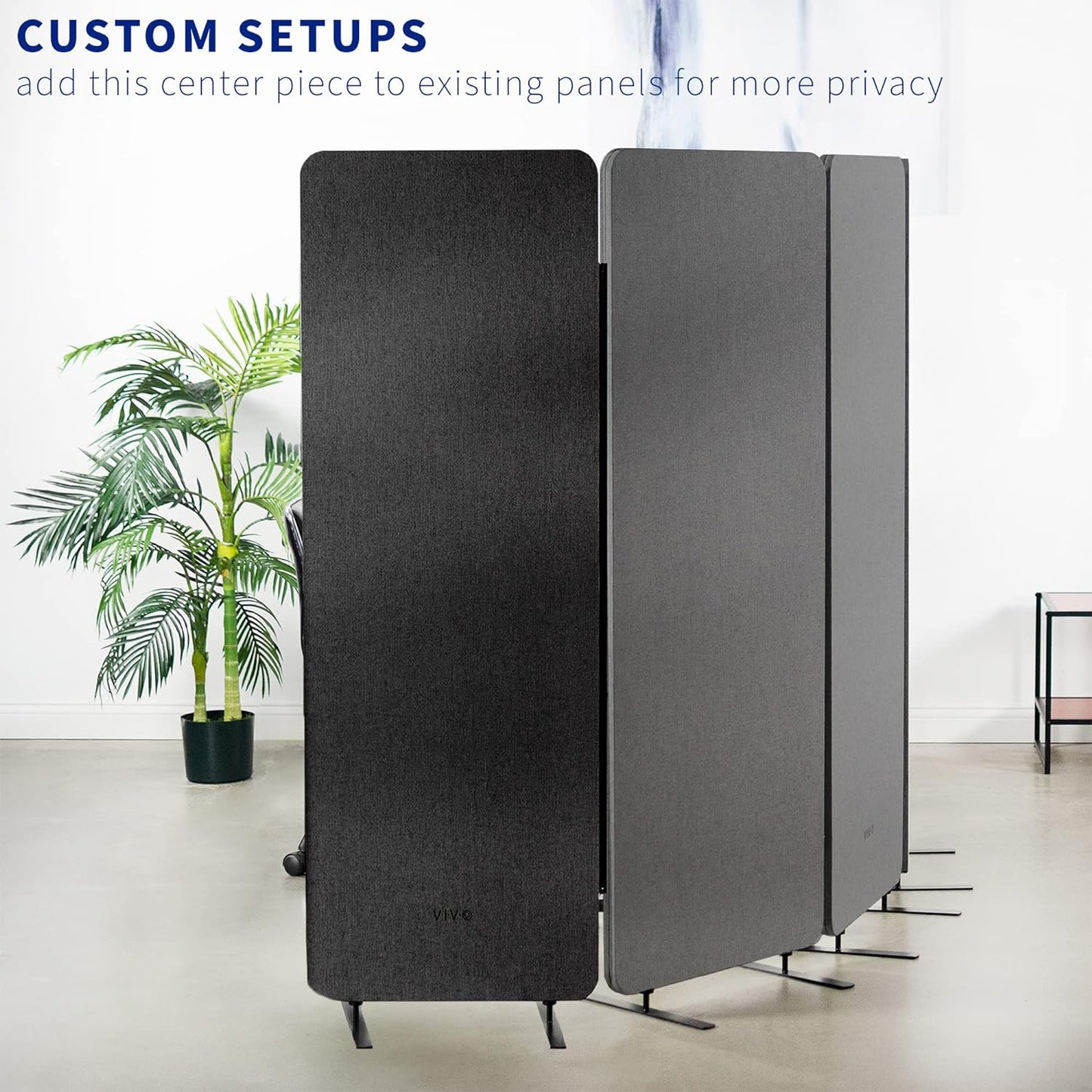 VIVO Freestanding 24 x 66 inch Privacy Panel, Cubicle Divider, Acoustic Wall Partition, Single 24 inch Panel with 2-Sided Zipper Attachment System, Dark Gray, PP-1-T024D