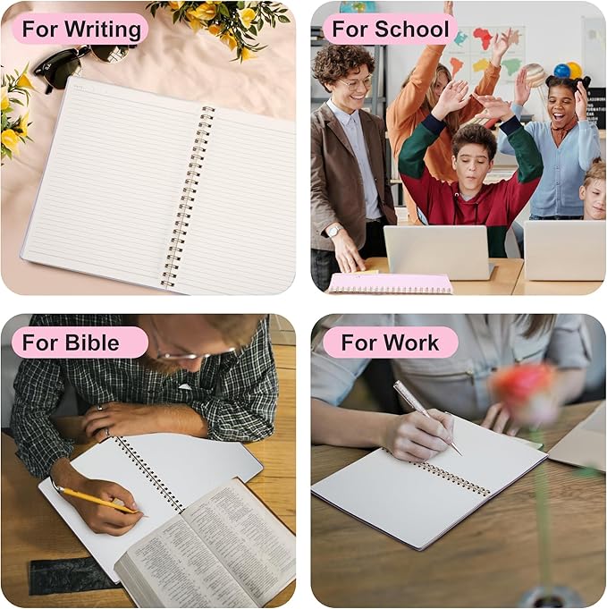 Yoment Spiral Notebook 8.5 x 11 A4 Large Notebooks for Work College Ruled Journaling Notebooks, 100 GSM Paper, Spiral Bound Journal for School Note Taking Writing, A4 Pink