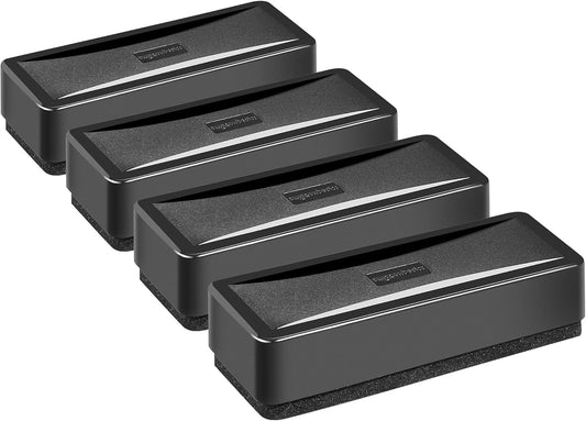 Amazon Basics Dry-Erase Whiteboard Eraser, for School, Office, Home, and Classroom, Black, 4-Pack,
