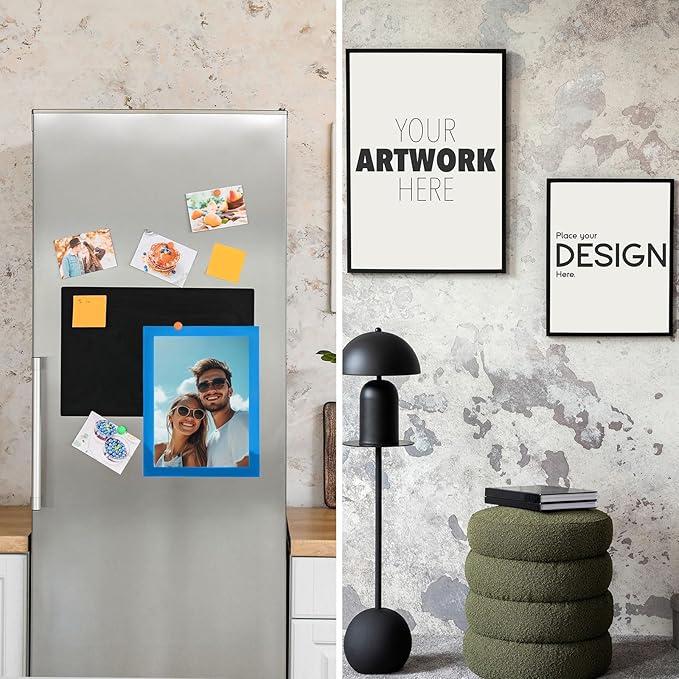 uxcell 3 Pcs Magnetic Sign Holder, 5" x 7" Self-Adhesive Magnetic Wall Signs Holder Magnetic Picture Frame Document Holder for Home Office Wall Window Displays, Sky Blue