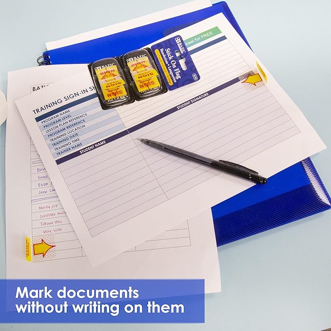 BAZIC Neon Page Markers Dispensers 1x1.7 Sign Here Neon Colored PET Arrow Flag Index Tabs, Page Bookmarks File Tab (50 Flags/Pack), 1-Pack