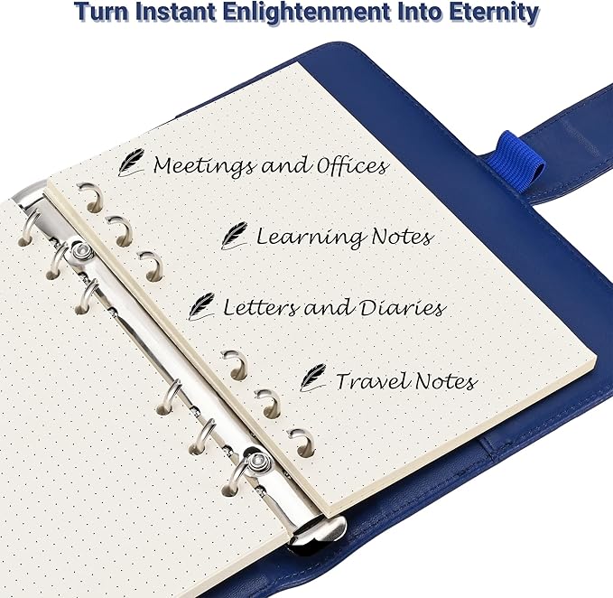 A6 Dot-Ruled Refill Paper, 100gsm Thick Beige No-Bleed Sheets (80-Pack), Pre-Punched – Fits A6 6-Ring Binders for Office, School & Teachers