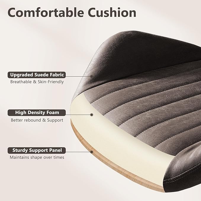 Mid Century Modren Office Chair - Mid Back Swivel Executive Chair with Lumbar Support,Ergonomic Computer Desk Chair with Wheels,Faux Lether Suede Task Chair,350lbs (Grey, Mid Back)