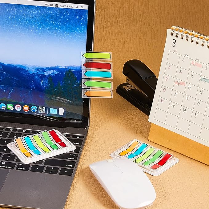 Teling 4000 Pcs Arrow Flags Arrow Tabs Flags Sign Here Tabs Arrow Stickers 5 Colors Sticky Flags Arrow Sticky Notes with Dispenser Easy to Post for Notary Books Paper