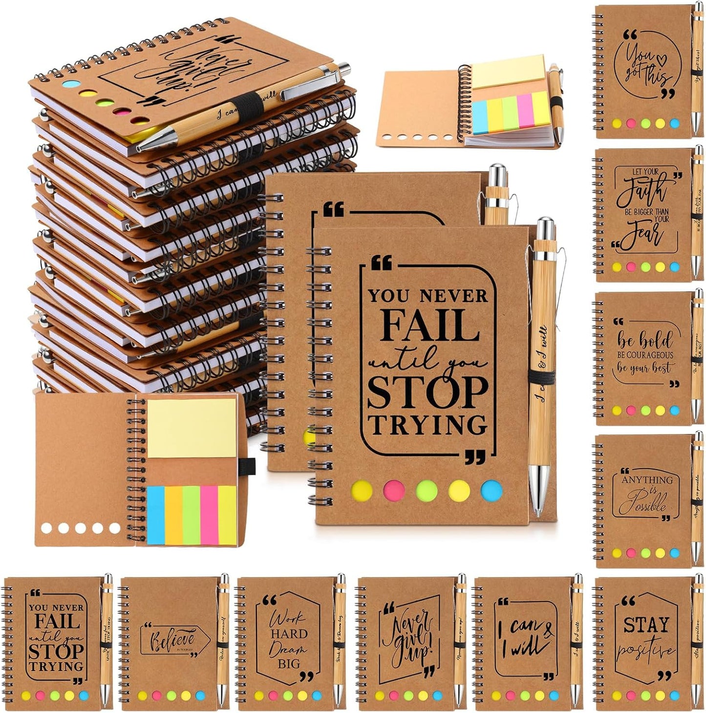 Tenceur Back to School Inspirational Gifts Bulk Employee Appreciation Spiral Notebook with Journals Sticky Note Pen Motivational Thank You Gifts for Teacher Students Team Coworkers Staff(20 Sets)