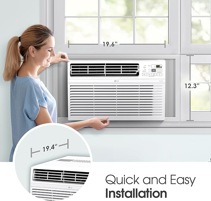 LG LW1024RD 10,000 Window Air Conditioner, 115V, 450 Sq.Ft. (18' x 25' Room Size), Quiet Operation, Electronic Control with Remote, 3 Cooling & Fan Speeds, Auto Restart, 10000 BTU, White