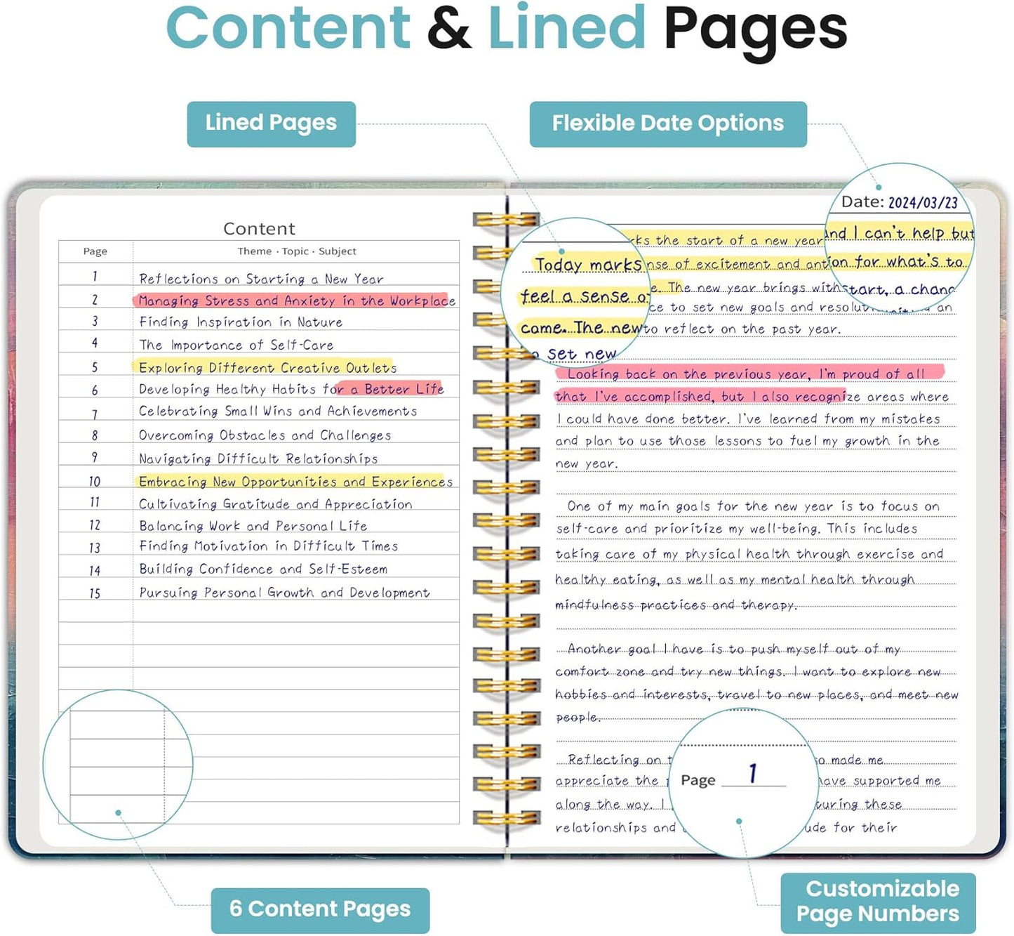 Lined Spiral Notebook Journal for Work, 300 Pages Thick B5 (7.1"x10") College Ruled Journal for Women & Writing, Hardcover Notebook for Note Taking, Perfect for Office Home School Supplies, Sunset