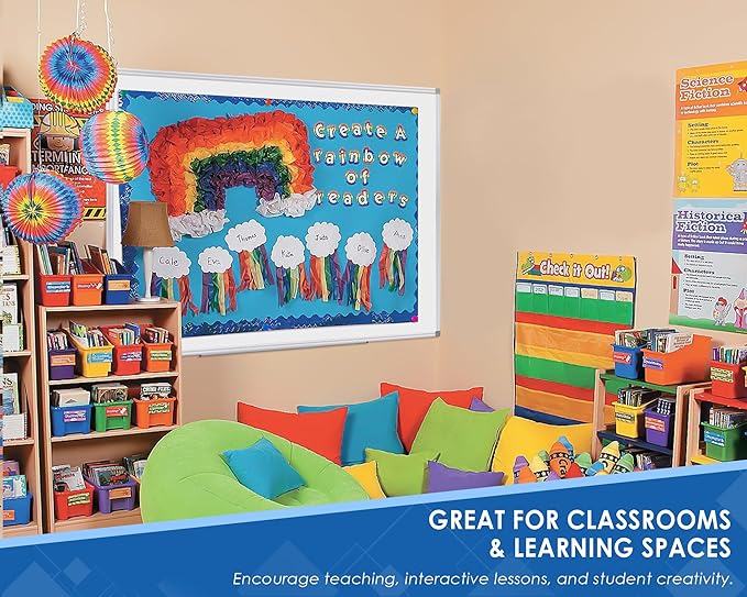 SWANCROWN Magnetic Dry Erase Board 60" x 40" Large White Board, with 2.5 cm Thick Aluminum Frame, Long Marker Tray & Magnretic Pen Holder – Whiteboard for Wall, Offices, School, Meeting Rooms