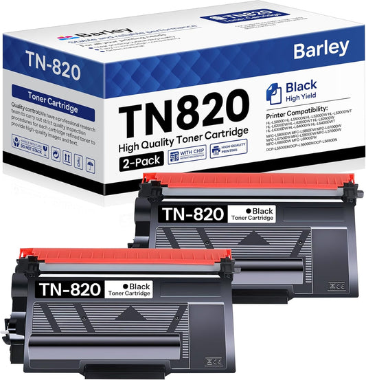 TN820 TN-820 Toner Cartridge Compatible TN820 TN-820 Black Toner Cartridge Replacement for Brother TN820 TN-820 HL-L6200DW MFC-L6800DW MFC-L5900DW MFC-L5850DW Printer Ink (2-Pack).