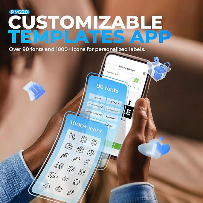 Nelko Label Maker Machine with Tape, PM220 Bluetooth Label Printer, 2 Inch Portable Thermal Printer for Small Business, Address, Logo, Clothing, Sticker Printer for iOS, Android & PC, White