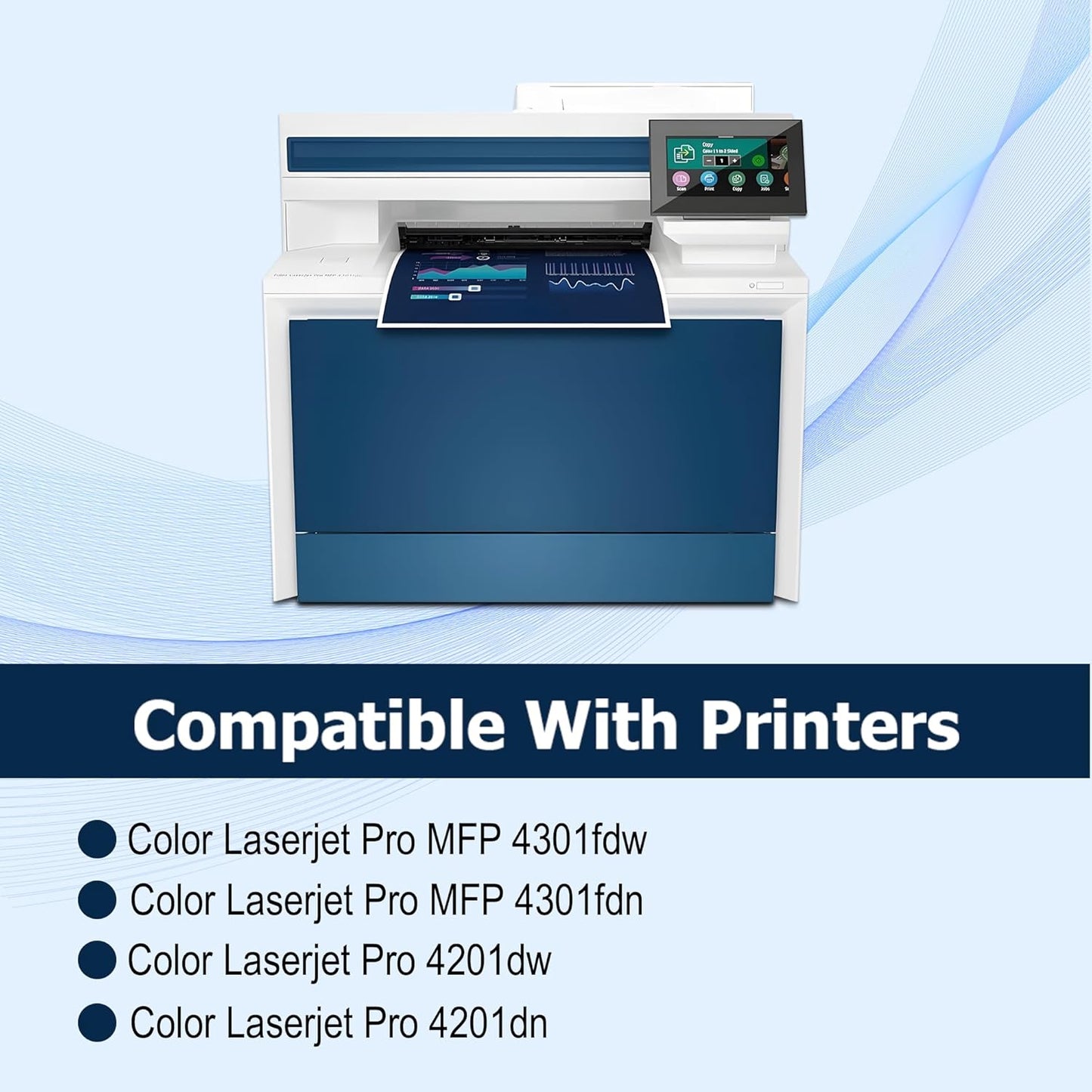 OFFICE-COLOR 210X High-Yield Toner Cartridges 4 Pack Replacement for HP 210X 210A Works with HP Color MFP 4301fdw 4301fdn Pro 4201dw 4201dn Printer Ink (‎Black Cyan Yellow Magenta)