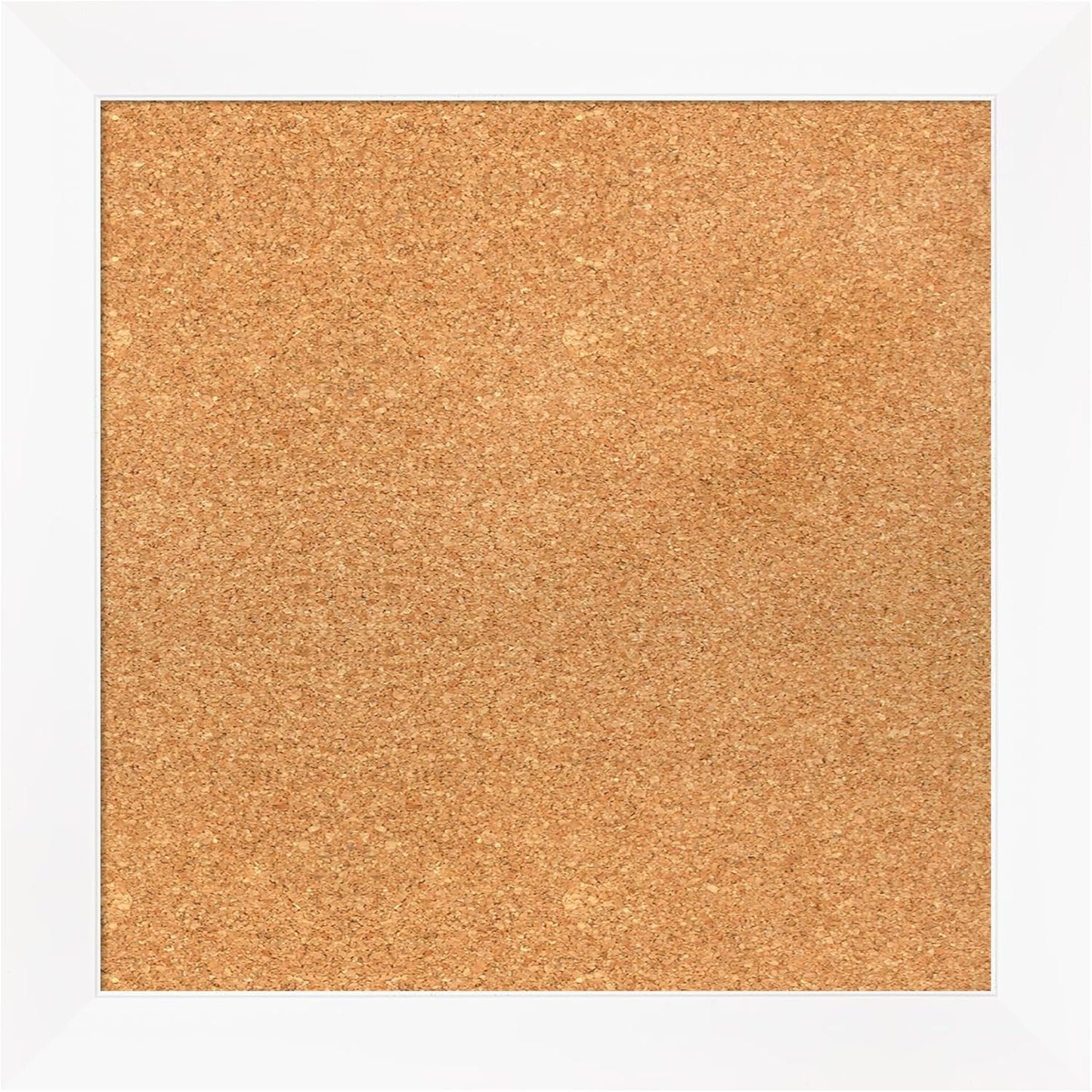 Amanti Art Natural Cork Board for Wall, 21x21 Vision Board with White Frame, Small Corkboard Office Decor for Home Organization, Modern Corkboard Pinboard to Display Items for Home Organization in