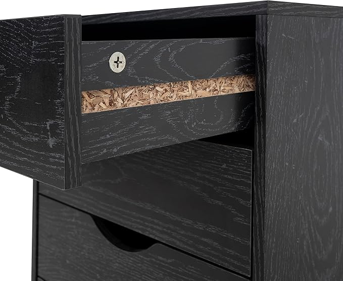 Naomi Home 5 Drawer Office Storage File Cabinet Under Desk Cabinets for Organization Filing with Wheels, Printer Stand Storage, 180 lbs Capacity, Distressed Black (11397AM)
