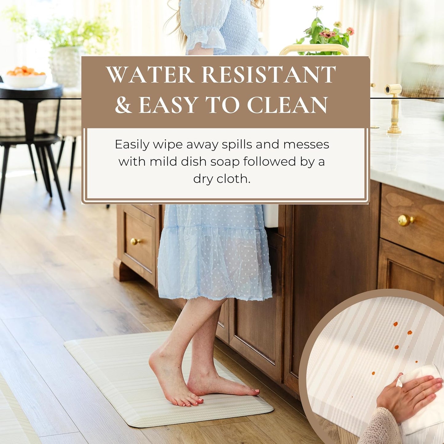 Anti Fatigue Mat by Laurel Lane Co. – Designer Anti Fatigue Mats for Kitchen Floor, Kitchen Mats for Floor, Desk Mat – Cushioned 0.75" Thick – Stain Resistant – Non-Skid Bottom – 20" x 39"