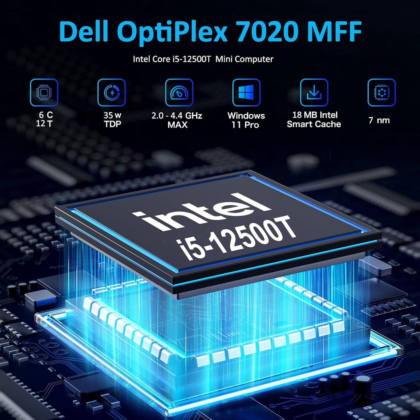 Dell Mini PC Computer, OptiPlex 7020 Micro Desktop pc for Bussiness & Home, Intel 6-Core i5-12500T (Beat i7-11700T), 16GB DDR5 RAM, 512GB PCIe SSD, WiFi 6E, HDMI + 2 DisplayPorts, Windows 11 Pro