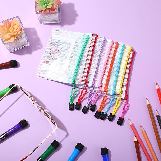 Jetec 32 Pcs Mesh Zipper Bags Toy Storage Bikini Organizer Bag Bolsas Para Guardar Trajes De Baño Waterproof Zipper Reusable Pouch Puzzle Multipurpose for Storage Office(Stylish Color,5.1 x 4.1 Inch)