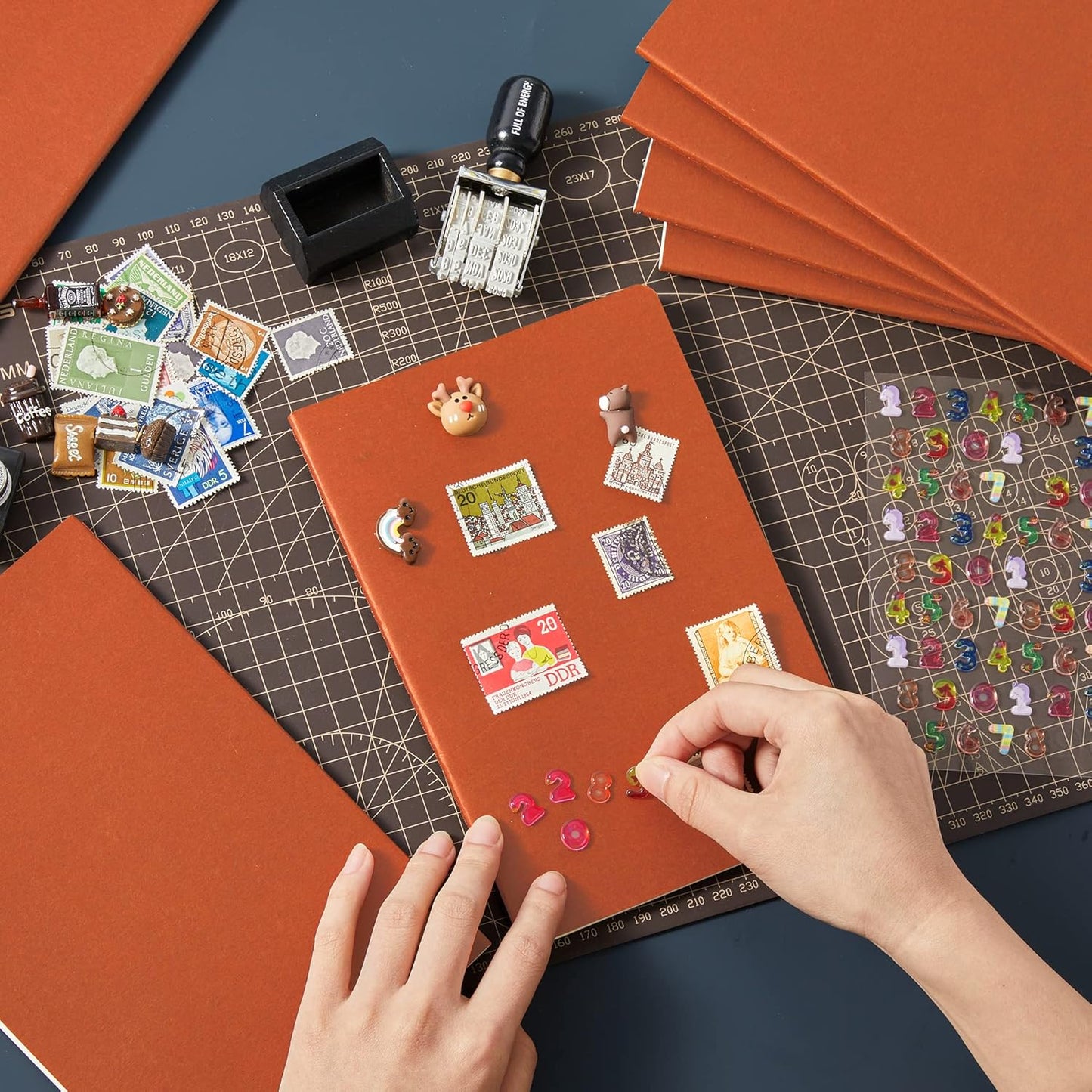 feela 8 Pack Soft Cover Journal Bulk, Notebooks College Ruled for Work, Lined Travel Journal for Women Men, Note Taking Notebook School Supplies Business Writing, 8.2” x 5.5”, A5, Dark Orange