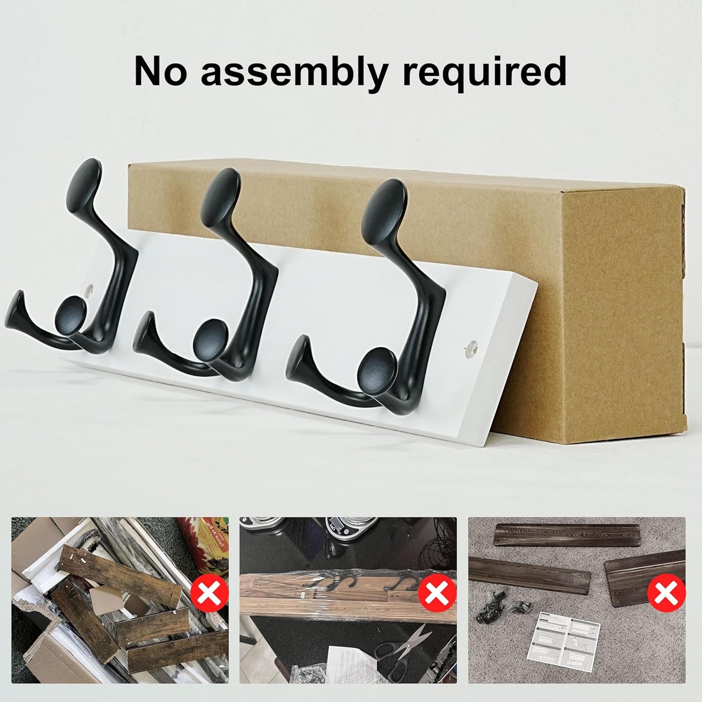 SKOLOO 17-Inch White Wood Coat Rack Wall Mount with 3 Triple Hooks - Ideal for Family Entrances, Classrooms, and Pet Supplies Storage - Perfect Coat Hooks for Wall