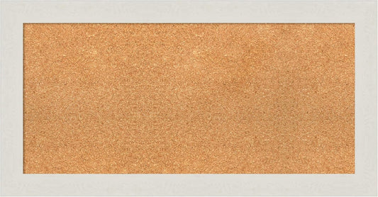 Amanti Art Natural Cork Board for Wall, 17x33 Vision Board with White Frame, Medium Corkboard Office Decor for Home Organization, Country Rustic Corkboard Pinboard to Display Items for Home