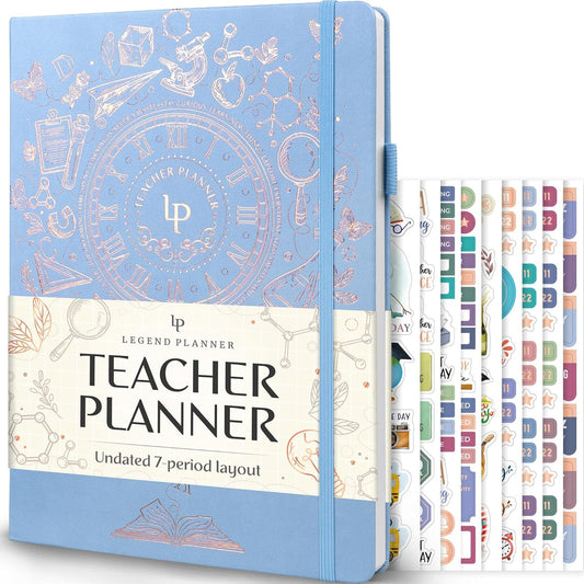 Legend Teacher Planner – Undated Lesson Plan Book for Teachers with Weekly & Monthly Calendars - Classroom Organization & School Year Planner – 8.5”x11.5” Hardcover (Periwinkle)