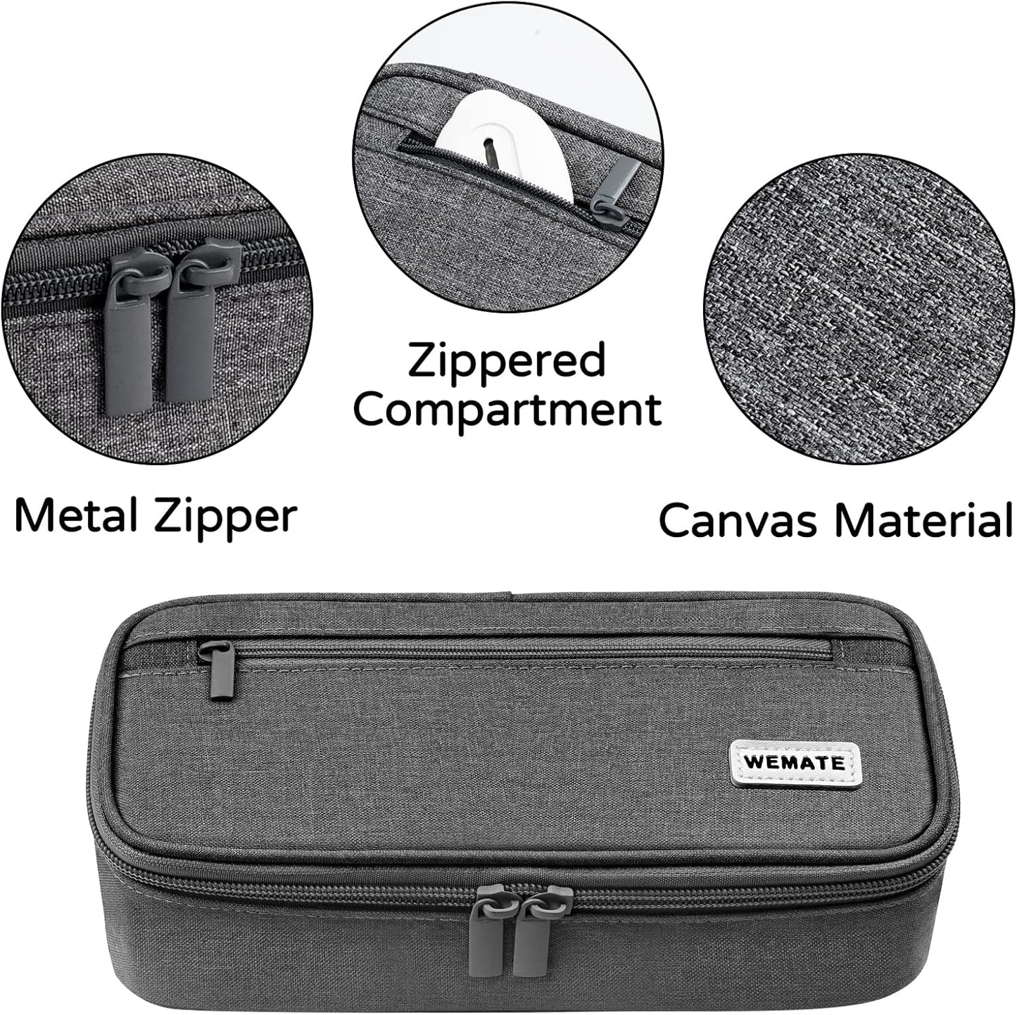 WEMATE Pencil Case, Large Storage Organizer for Stationery, Back - to - School Essential, Teacher Must - have, Big Pencil Pouch, Marker Case School Supplies for College & High School