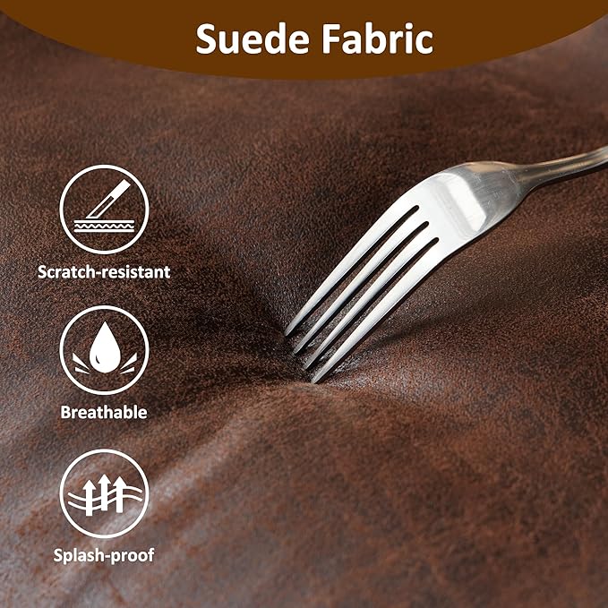 Faux Leather Executive Office Chair - Big and Tall Ergonomic Home Office Chair,Reclining Computer Desk Chair w/Lumbar Support,Adjustable Task Chair Swivel Rolling Chair with Wheels,Dark Brown,Suede